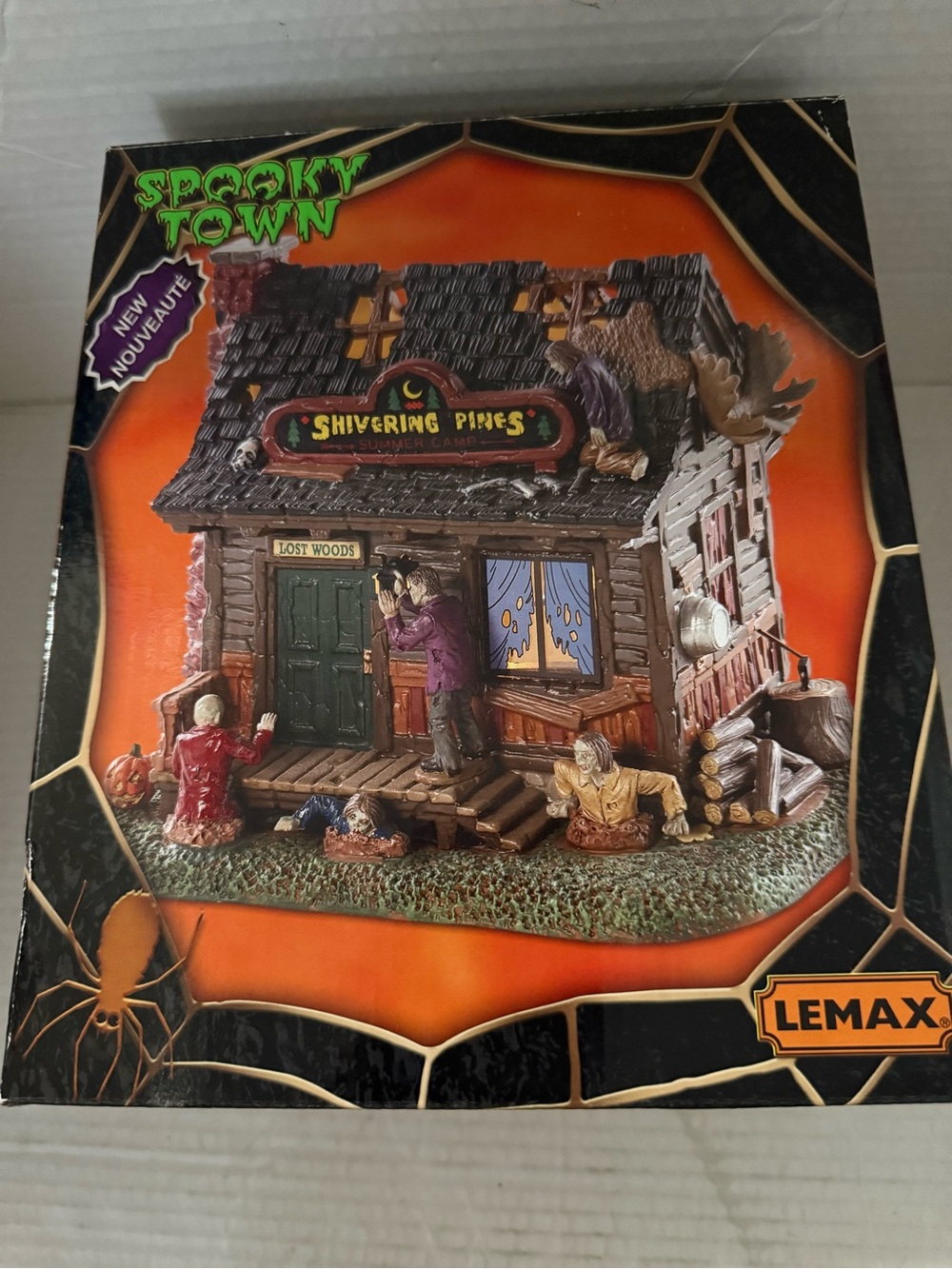 Vintage Lemax Spooky Town Creepy Cabin Shivering Pines Summer Camp Porcelain...